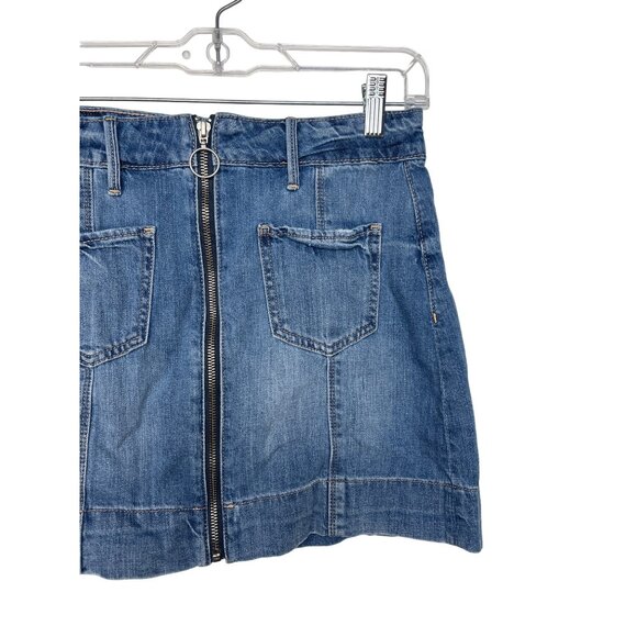 American Eagle Womens 2 XS Super Hi Rise A Line Blue Jean Denim Mini Skirt - Picture 3 of 14